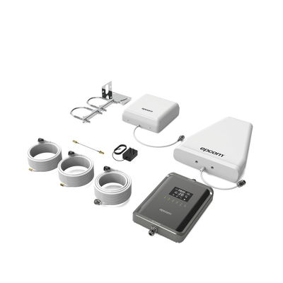 Kit Amplificador de Señal Celular 5G / Mejora las llamadas convencionales y VoLTE / Soporta los datos de las tecnologías 2G, 3G, 4G y 5G de TELCEL, AT&T, MOVISTAR y OMV de Altán / Cubre hasta 2 espacios de 250 m2.