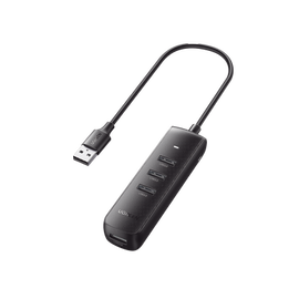 HUB USB-A 3.0 4 en 1 | 4 Puertos USB-A 3.0 (5Gbps) | Cable de 25 cm | Indicador Led | Ideal para Transferencia de Datos | Entrada USB-C para alimentar equipos de mayor consumo como discos duros | Color Negro.