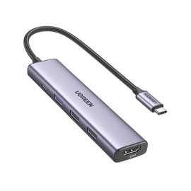 HUB USB-C (Docking Revodok) 5 en 1 | 1 USB-A 3.0 (5Gbps) | 2 USB-A 2.0 (5Gbps) | HDMI 2.0 4K@30Hz | USB-C PD Carga 100W | Cable Trenzado Duradero | Carcasa de Aluminio.
