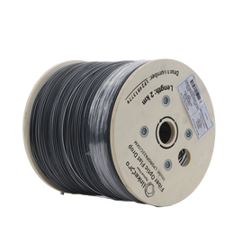 Carrete de 2 km de Fibra Óptica Drop Plana, Interior/Exterior G.657A2 Monomodo de 2 hilos (bifibra), Dieléctrica, Forro Negro