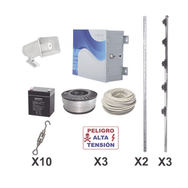 KIT ESENCIAL PARA 25Mts PERIMETRALES DE CERCO ELÉCTRICO PARA PROTECCIÓN DE ROBOS EN CASAS, NEGOCIOS, BODEGAS,ETC.