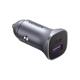 Cargador de Auto 30W | 2 Puertos USB-A y USB-C | Carga Rápida | Compatible con Vehículos de 12 y 24 VCD | PD3.0, QC4.0, SCP, PPS | Indicador Led | Diseño Compacto | Chip Inteligente | Caja de Aluminio.