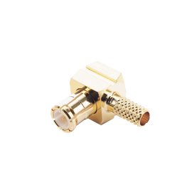 Conector MCX Macho en Angulo Recto de Anillo Plegable para Cable RG-174/U, 8216, Oro / Oro / Teflón.