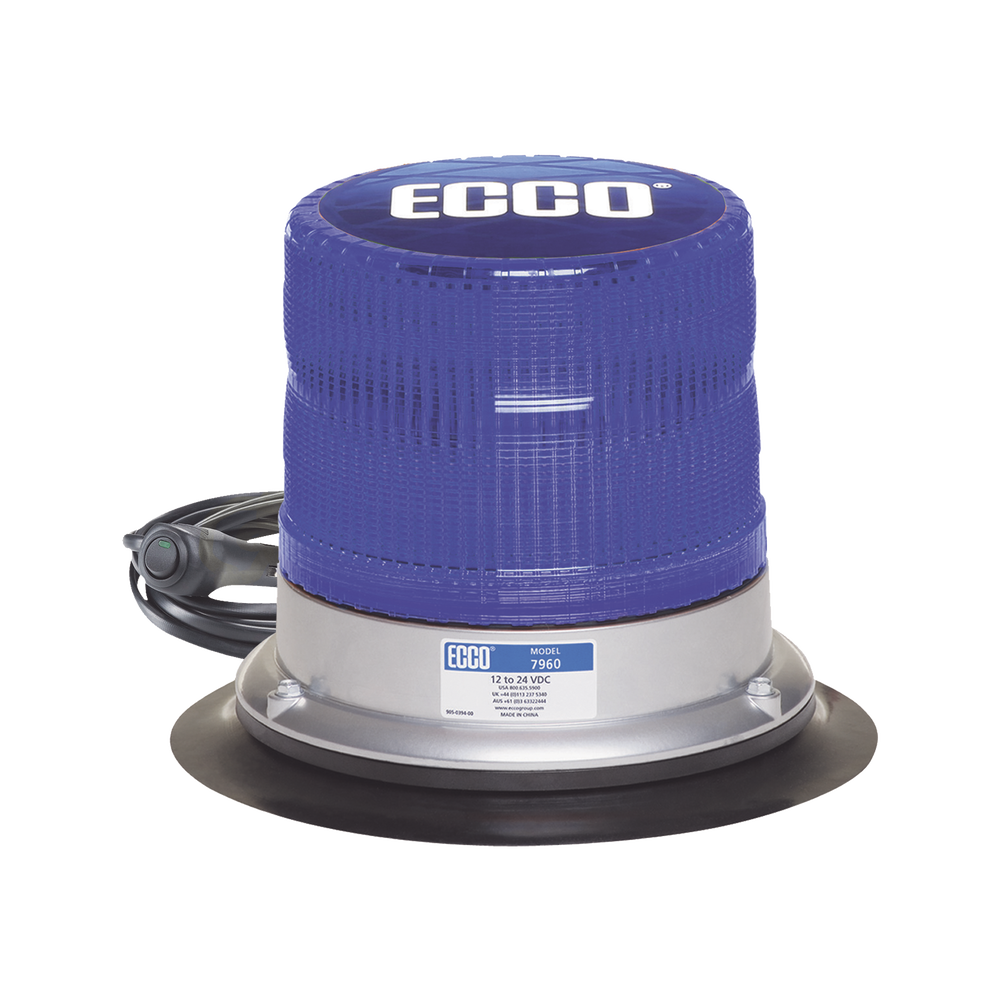 Baliza led pulso, 12-24vdc, 11 patrones de flash, montaje de imán de vacío, azul
