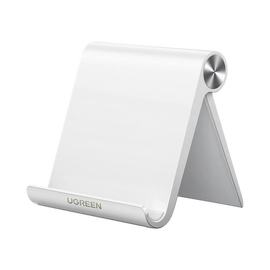 Soporte de Escritorio para Telefono Celular / Ajustable de 0° a 100° / Goma Antiarañazos / Antideslizante / Amplia Compatibilidad con dispositivos de 4'' a 7.9'' / Plegable / ABS / Color Blanco