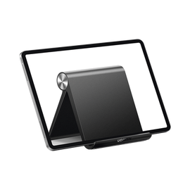 Soporte de Escritorio para Tablet /  Ajustable de 0° a 100° / Goma Antiarañazos / Antideslizante / Amplia Compatibilidad con dispositivos de 4'' a 13'' / Plegable / ABS / Color Negro