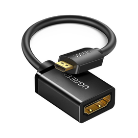 Adaptador Micro HDMI a HDMI (HDMI Tipo D)   / 18Gbps / 4K@60Hz / HDR /  Tecnología 3D / ARC / Carcasa PC+ABS / HDCP/ Longitud de 22 cm