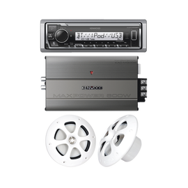 Kit de estereo con Bluetooth KMR-M332BT | Amplificador KAC-M3004  | mas Par de bocinas KFC-1613MRW