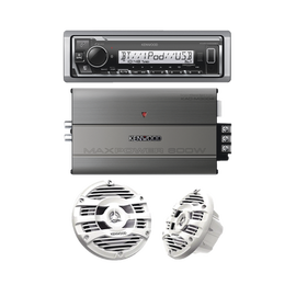 Kit de estéreo con Bluetooth KMR-M332BT | Amplificador KAC-M3004  | más Par de bocinas KFC-1653MRW