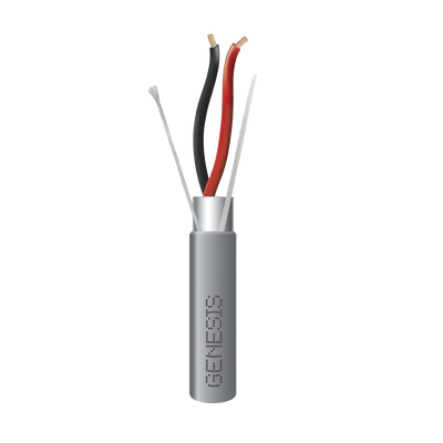 Bobina de 305 Metros de Cable / 2x16 AWG / Blindado / Tipo CMR-CL3R-FPLR-FT4 / Color Gris / Aplicaciones de alarmas de intrusión/Control de Acceso/ Automatización / Interfonos y Tv Porteros.