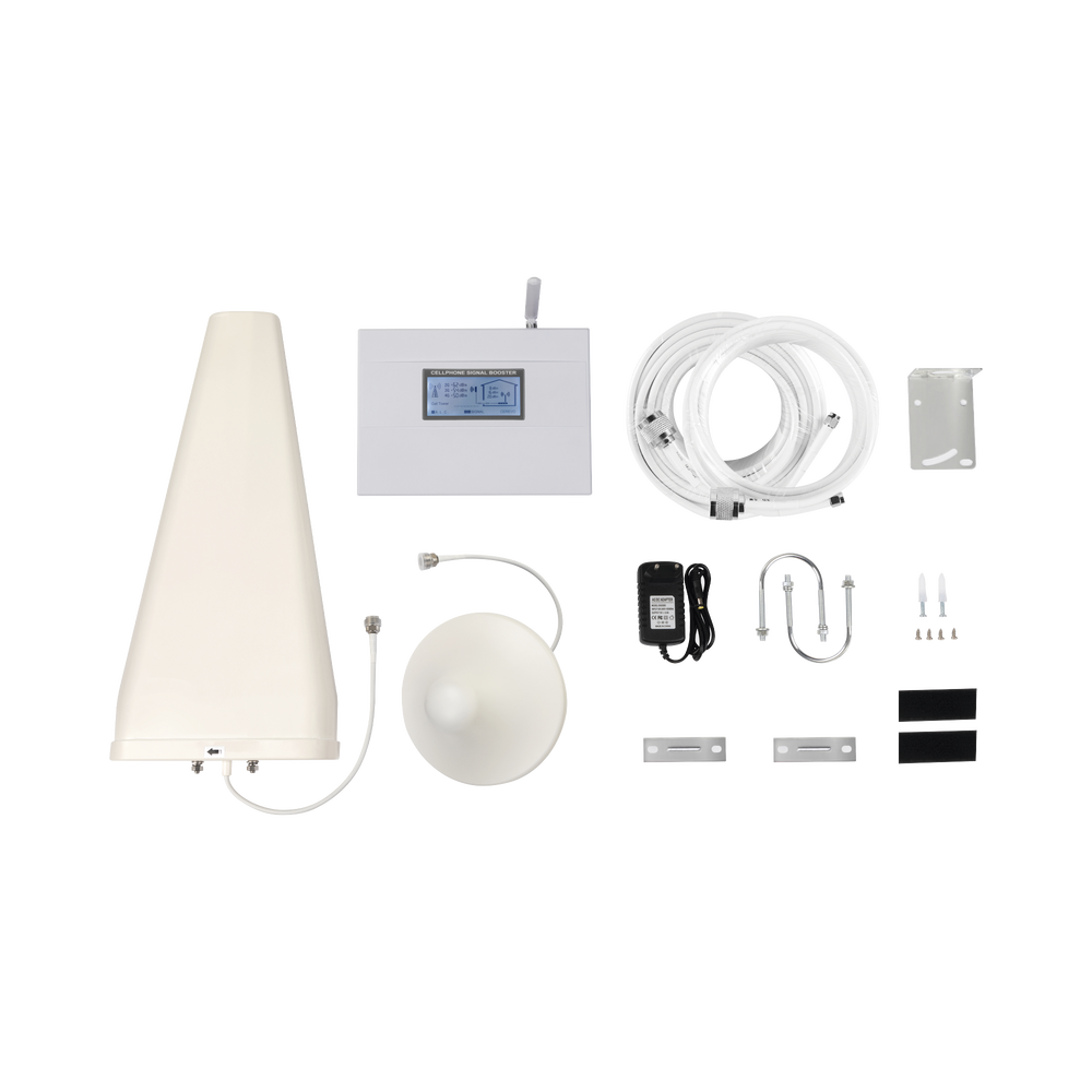Kit Amplificador de Señal Celular 4G LTE | Funciona con Todos los Operadores | Soporta Múltiples Dispositivos y Tecnologías | Hasta 500 metros cuadrados de Cobertura