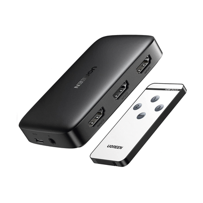 Conmutador HDMI 3X1 / 3 Puertos de entrada – 1 Puerto de Salida / Control Remoto / Resolución 4K@30Hz / 3D / Receptor de Infrarrojos / Transmisión Estable / Incluye Cable Micro USB para Alimentacion.