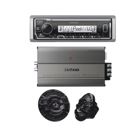 Kit de estéreo con Bluetooth KMR-M332BT | Amplificador KAC-M3004  | más Par de bocinas KFC-1653MRB