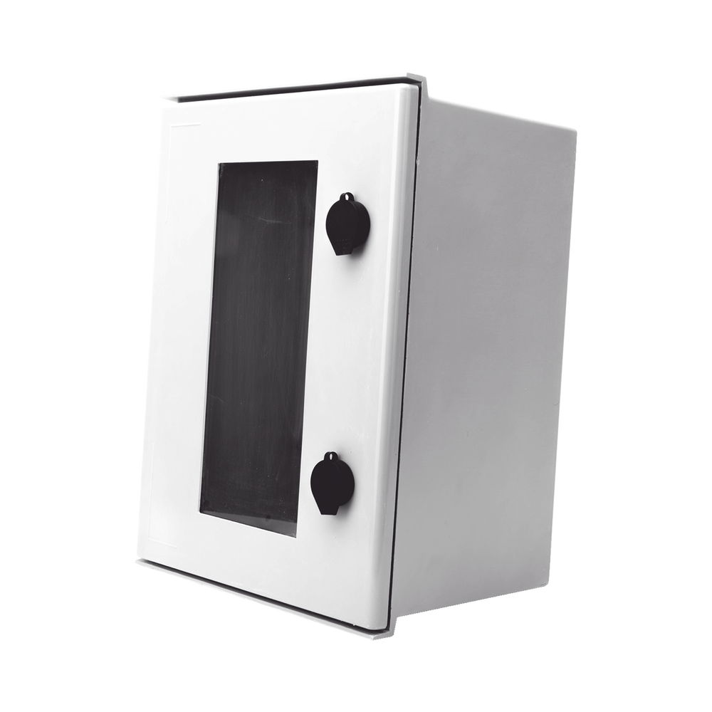 Gabinete de Poliéster IP65 Puerta Transparente, Uso en Intemperie (300 x 400 x 200 mm) con Placa Trasera Interior (Incluye Chapa y Llave).