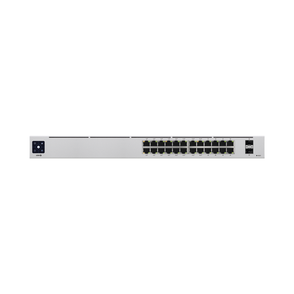 UniFi Switch USW-24-POE Gen2, Capa 2 de 24 puertos (16 puertos PoE 802.3af/at + 8 puertos Gigabit) + 2 puertos 1G SFP, 95W, pantalla informativa