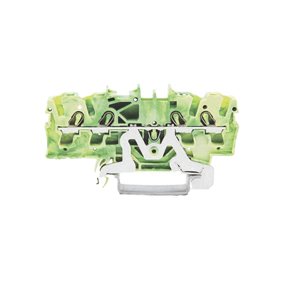 Borna de tierra para 4 conductores; 2,5 mm²; Apropiado para aplicaciones Ex e II; Marcaje lateral y central; para carril DIN 35 x 15 y 35 x 7,5; Push-in CAGE CLAMP®; 2,50 mm²; verde-amarillo