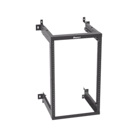 Rack PanZone® de Montaje en Pared, de 19in, Profundidad Ajustable, Rieles Numerados y Roscados #12-24, 18 UR, Color Negro