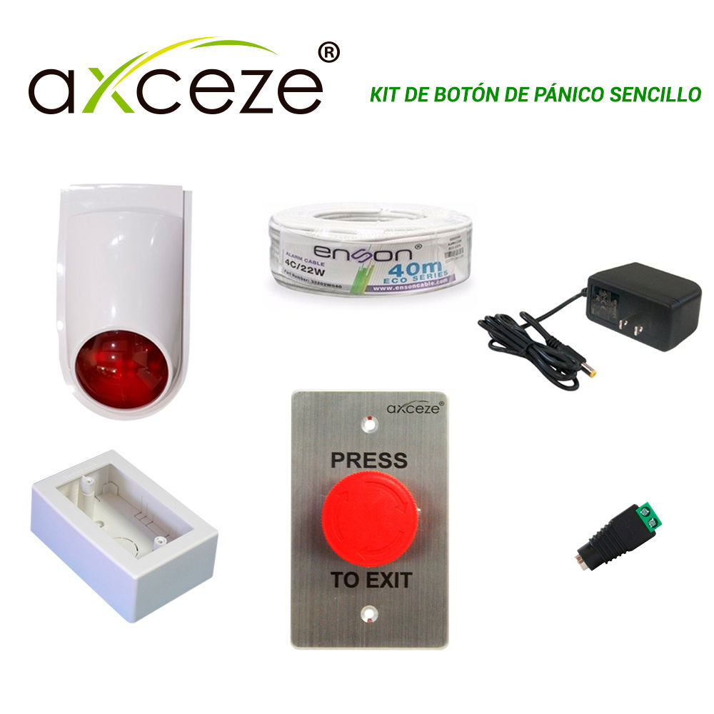 KIT DE BOTON DE PANICO SENCILLO CON 1x BOTON DE PARO O EMERGENCIA AX-L60 + 1x SIRENA-ESTROBO PAM-SL500 + 1x FUENTE DE PODER PS-1215 + 1x CABLE ALARMA ROLLO 32202W040 + 1x CONECTOR CORRIENTE ENS-FC01 + 1x TMK7902-02001 KIT DE BOTON DE PANICO SENCILLO CON 1x BOTON DE PARO O EMERGENCIA AX-L60 + 1x SIRENA-ESTROBO PAM-SL500 + 1x FUENTE DE PODER PS-1215 + 1x CABLE ALARMA ROLLO 32202W040 + 1x CONECTOR CORRIENTE ENS-FC01 + 1x TMK7902-02001
