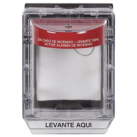 Cubierta Protectora de Policarbonato Serie Stopper II® , Con Bocina, Con Espaciador, Montaje Empotrado, Etiqueta en Español, IP54