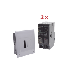 Kit Centro de Carga 4P para empotrar con 2 Interruptores Térmicos de 2 Polos, 20Amp 120/240Vca 10kA.