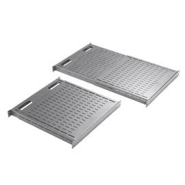 Charola Ventilada de Instalación sin Herramienta, Para Rack o Gabinetes de 4 Postes, Ajustable de 900 a 1200 mm de Profundidad, De Acero, Color Negro