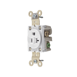 Contacto Sencillo / 20 A 125 V / 2 Polos 3 Hilos / Nema 5-20R / Color Blanco / Grado Industrial.