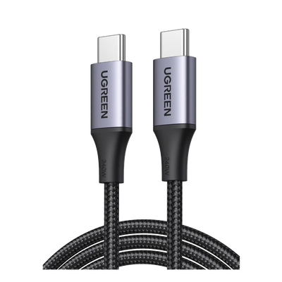 Cable USB-C a USB-C | 2 Metros | Potencia de Carga 240W | 48V/5A | PD3.1 /3.0 | 480 Mbps | Chip E-Market | Carcasa de Aluminio | Nylon Trenzado | 2 años de Garantía