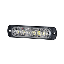 Luz Auxiliar de 12 LED, Rojo/Azul, SAE, Bisel Negro, Lente Transparente