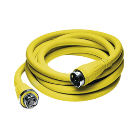 Conjunto de Cable con Extremos Macho y Hembra / 50 A 125/250 V CA / 3 Polos 4 Hilos / Color Amarillo / Grado Marino.