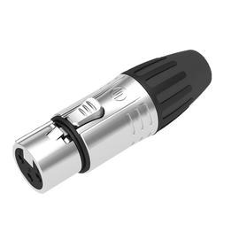 XLR conector de cable hembra, carcasa cromada perla, contactos plateados