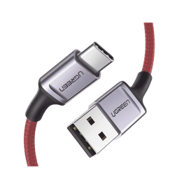 Cable USB-A a USB-C | 1 Metro | Carga Rápida QC 4.0/3.0/2.0 | FPC | AFC | Protección Integrada |  480 Mbps | Caja de Aluminio | Nylon Trenzado | Color Rojo | Ampliamente Sugerido para Carga Rápida HUAWEI.