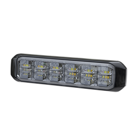 Luz Auxiliar de 18 LED, SAE, Tricolor, Bisel Negro, Rojo/Blanco/Azul, Lente Transparente