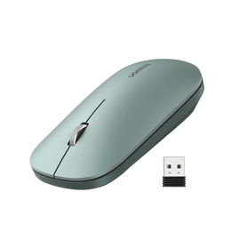 Mouse inalámbrico 2.4 GHz / Ultra Delgado y Silencioso / DPI 1000/1600/2000/4000 (Ajustable)  / Alcance 10m / Scroll de Aluminio / Adaptable a diferentes superficies / Diseño suave al tacto / Contiene Receptor USB / Color Verde