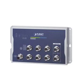 Switch Industrial Tipo Plano, Capa 2, 8 Puertos M12 10/100/1000T, Con Modo Bypass, Carcasa IP40