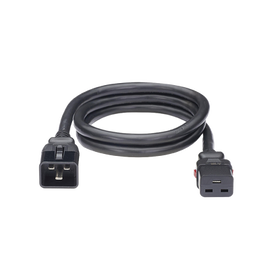 Cable de Alimentación Eléctrica Con Bloqueo de Seguridad, de IEC C20 a IEC C19, 60 cm de Largo, Color Negro, Paquete de 10 Piezas