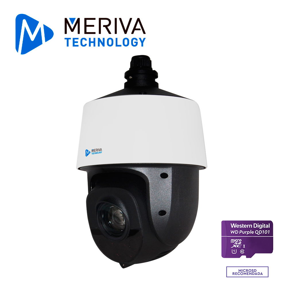CAM IP PTZ MERIVA TECHNOLOGY MSD-218 / 2MP / 5.5-110MM LENTE MOTORIZADO 18X ZOOM OPTICO - 16X ZOOM DIGITAL / H.265 / 150M IR / MIA INTEGRADO / SLOT MICROSD / METÁLICA / IP66 / POE / 12VCD