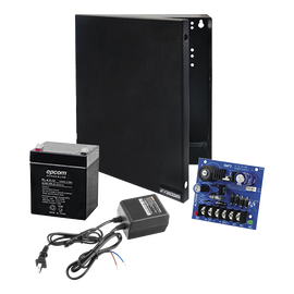 Kit con fuente ALTRONIX con salida de 12 Vcd a 2.5 Amper, incluye transformador y batería de 4.5 Amper