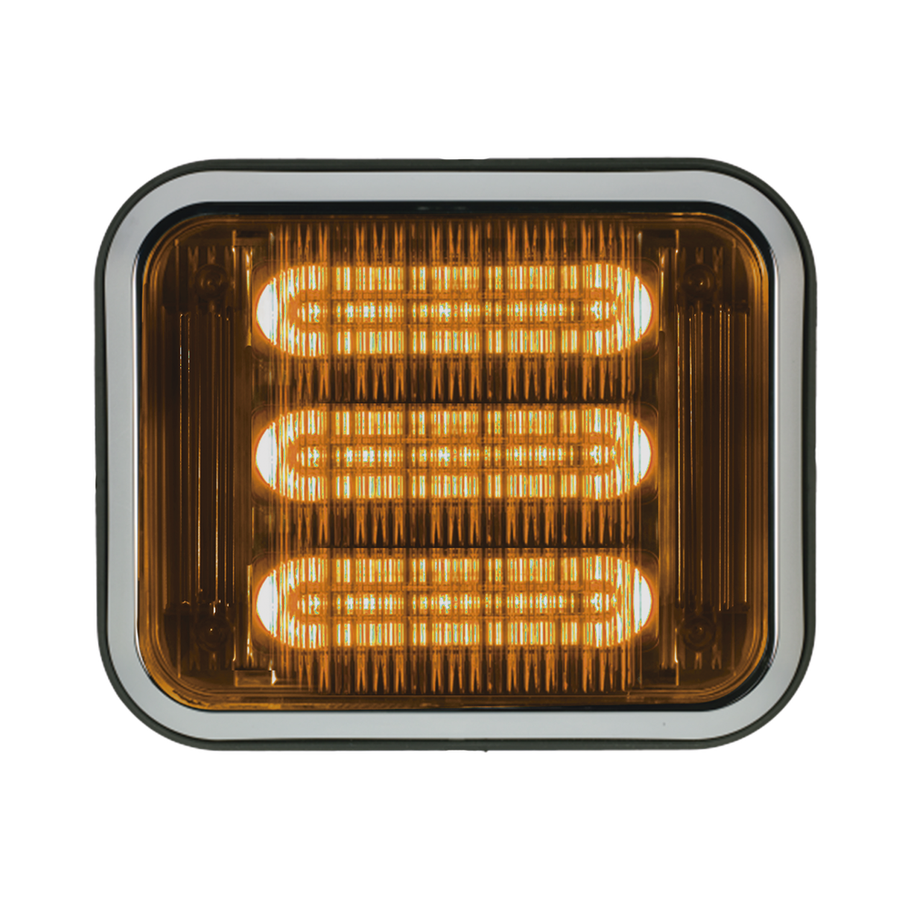Luz perimetral led prizm  II de 7x9 con bisel, lente de color y ref 8, ambar