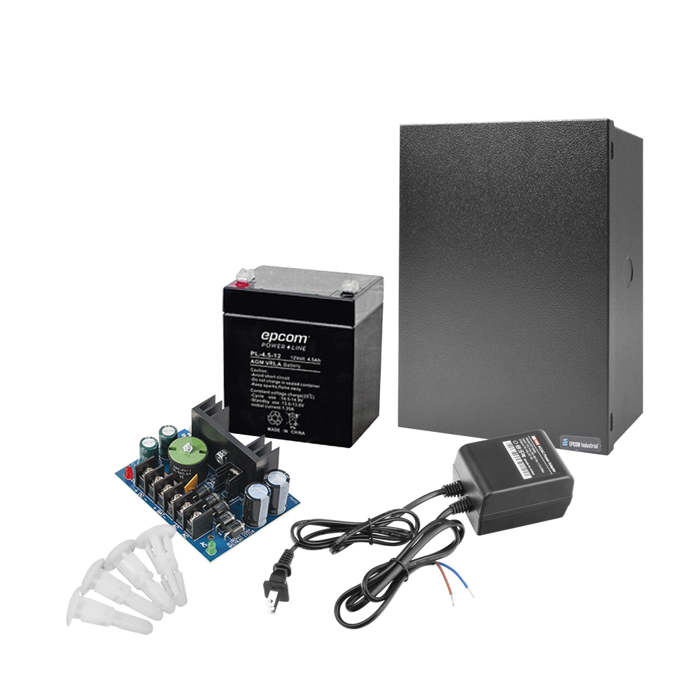 Kit con fuente ALTRONIX de 12 Vcd a 4 Amper, incluye transformador y batería de 4.5 Amper