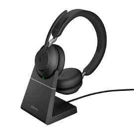 Jabra Evolve2 65 MS Stereo - Auricular - en oreja - Bluetooth - inalámbrico - USB-A - aislamiento de ruido - negro - con base de carga - Certificado para Equipos de Microsoft