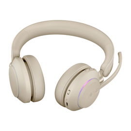Jabra Evolve2 65 MS Stereo - Auricular - en oreja - Bluetooth - inalámbrico - USB-A - aislamiento de ruido - beige - Certificado para Equipos de Microsoft