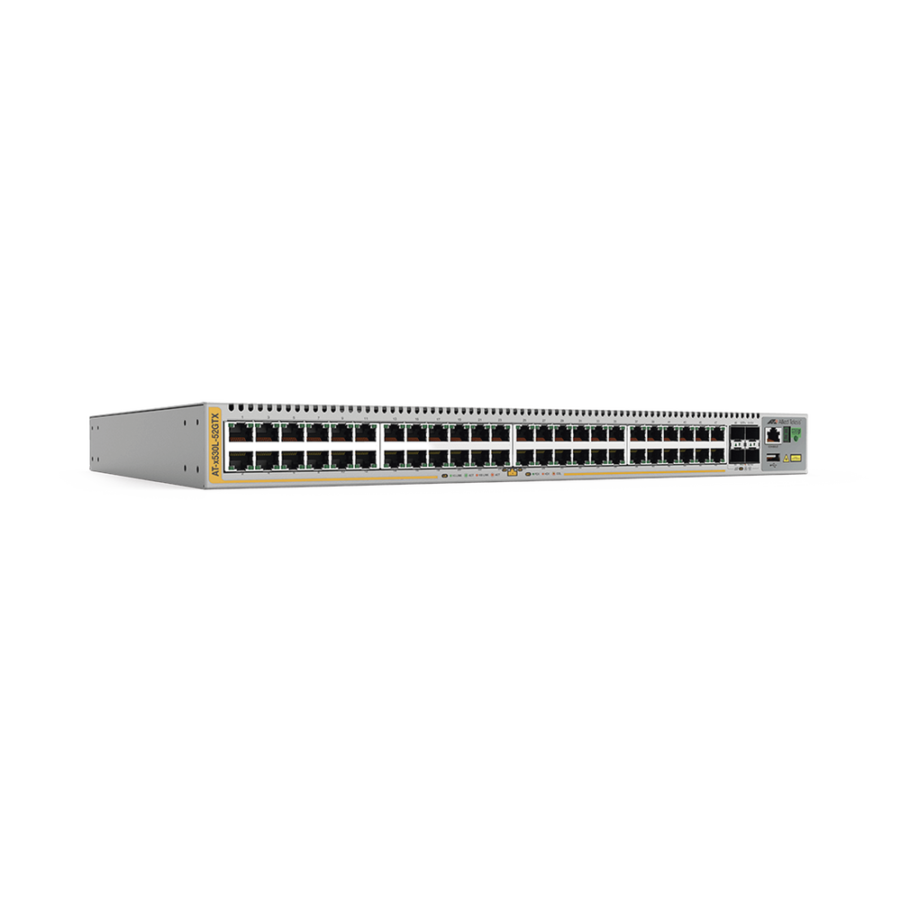 Switch inteligente de distribución o core, Stackeable, Capa 3, 48 x 1000 Mbps + 4 x SFP+ 10 G,  Doble fuente de alimentación redundante