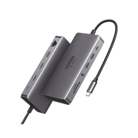 HUB USB-C (Docking Revodok Pro 211) 11 en 1 | 2 Puertos HDMI 8K,4K@60Hz | USB-C 3.2 (10Gbps) | 2 USB-A 3.2 (10Gbps) | USB-A 3.0 (5Gbps) | USB-C PD Carga 100W | RJ45 (Gigabit Ethernet) | SD + Micro SD (TF) Simultáneo | Jack Audio 3.5mm.
