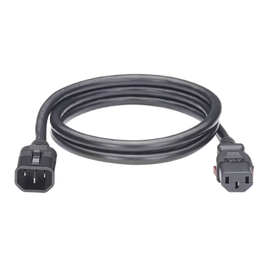 Cable de Alimentación Eléctrica Con Bloqueo de Seguridad, de IEC C14 a IEC C13, 1.8 Metros de Largo, Color Negro, 1 Pieza
