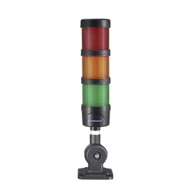 Torre LED Indicadora de estado de 3 niveles color Rojo, Ámbar y Verde, con Buzzer integrado a 85 dB,  a 24 VCD con Montaje incluido de 60 mm de diámetro