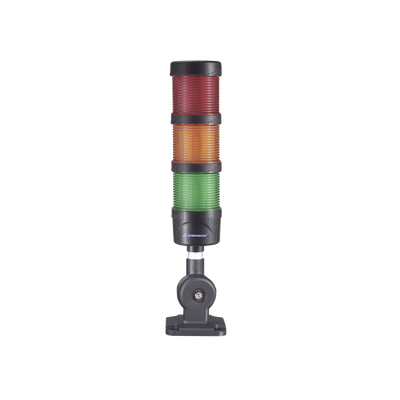 Barra Led Indicadora de estado color Rojo, Ámbar y Verde, con Buzzer integrado, a 100-240 VAC con Montaje  incluido de 60 mm de diámetro