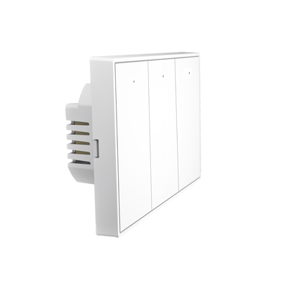 Interruptor On/Off panel táctil touch inalámbrico ZigBee Plus 3 botones. Compatible Control Akubela