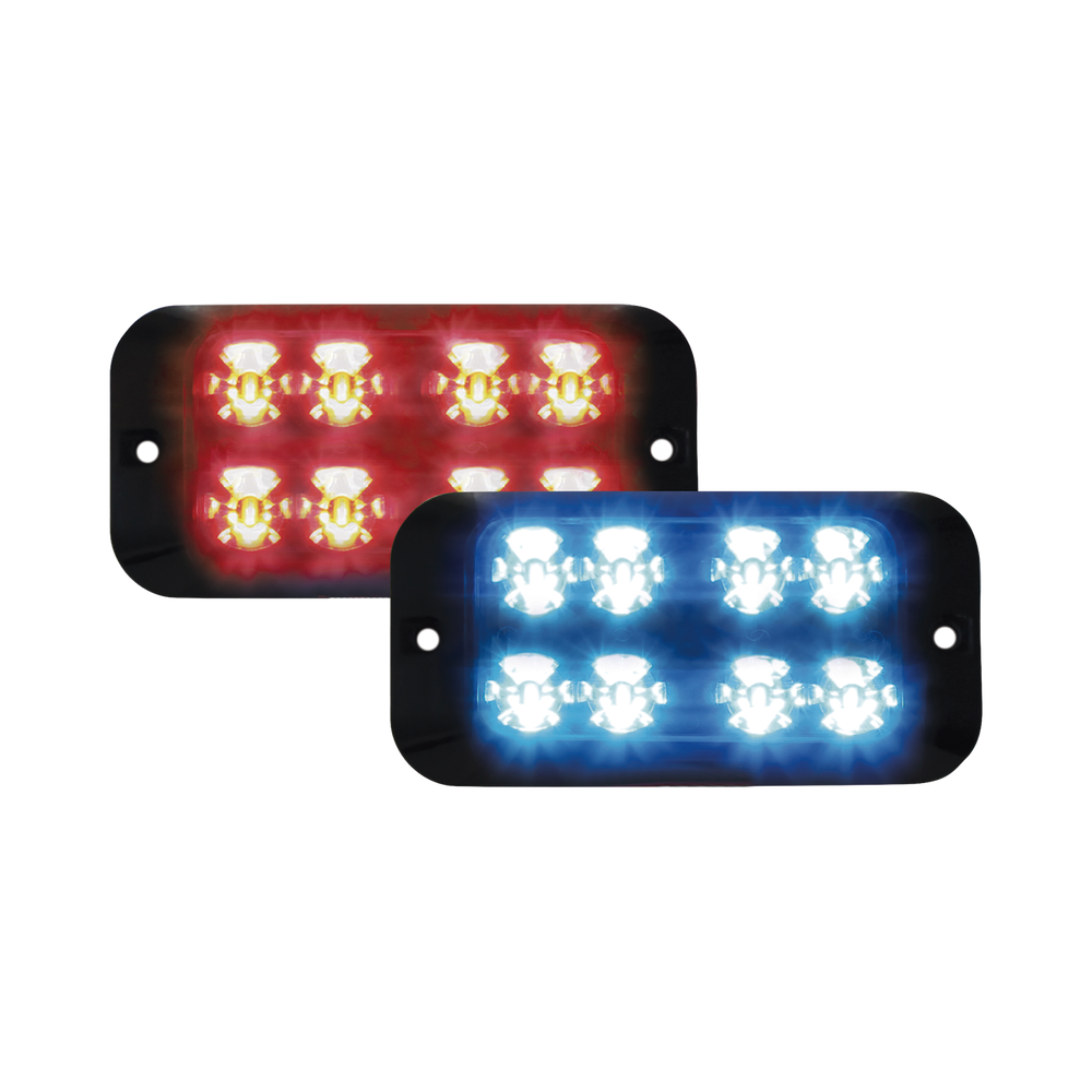 Luz led perimetral multicolor dividida, 16 led, doble hilera,  12vdc, rojo / azul