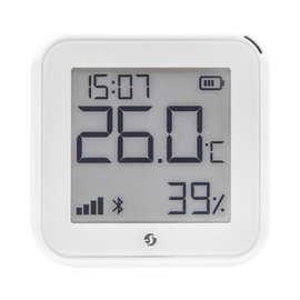 Pantalla Sensor de temperatura y humedad, inteligente e inalámbrico, integrable a la App de Shelly.