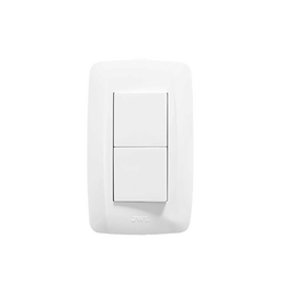 Placa con 2 Interruptores Sencillos 10 A/ 127 V CA ~ 60 Hz /  1 1/2 Módulos / Color Blanco.